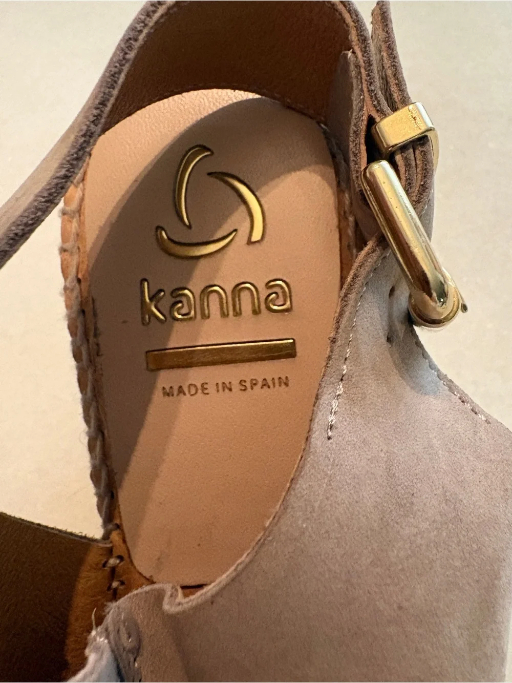 Made in Spain, Kanna Women's Taupe Suede Leather Espadrille Slingback Sandals